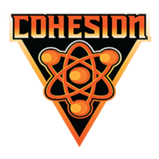 Cohesion orange and gold triangular emblem